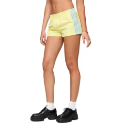 Combhasaki Women Striped Athletic Shorts Elastic Waist Side Stripes Casual Track Shorts Loose Patchwork Workout Y2k Sweat Shorts