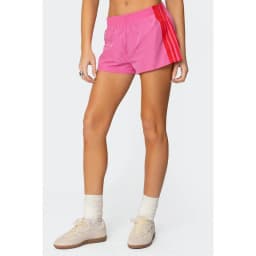 Combhasaki Women Striped Athletic Shorts Elastic Waist Side Stripes Casual Track Shorts Loose Patchwork Workout Y2k Sweat Shorts