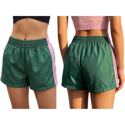 Combhasaki Women Striped Athletic Shorts Elastic Waist Side Stripes Casual Track Shorts Loose Patchwork Workout Y2k Sweat Shorts
