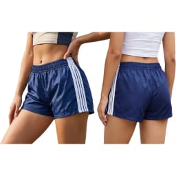 Combhasaki Women Striped Athletic Shorts Elastic Waist Side Stripes Casual Track Shorts Loose Patchwork Workout Y2k Sweat Shorts