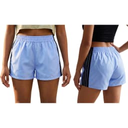 Combhasaki Women Striped Athletic Shorts Elastic Waist Side Stripes Casual Track Shorts Loose Patchwork Workout Y2k Sweat Shorts