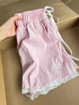 Lace lace-up shorts for women in 2025 sweet elastic high-waisted loose versatile and casual wide-leg pants