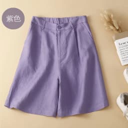 Women's Shorts Cotton Linen High Waisted Short Pants Casual Loose Solid Purple Button Summer Shorts for Women