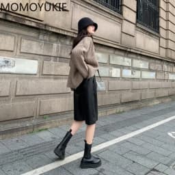 S-3XL PU Leather Shorts Women's Autumn Winter New 2021 High Waist Elastic Loose Five Points Leather Trouser Clothes Shorts