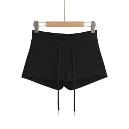 Korean Fashion Black Mini Shorts For Woman Summer Clothes 2025 Low Rise Shorts Knitted Shorts Low Waist Buttoms With Drawstrings