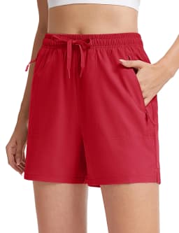 TACVASEN Women's 5'' Hiking Shorts Quick Dry Golf Lightweight UPF50+ Athletic Shorts Summer Water Resistant Zipper Pockets