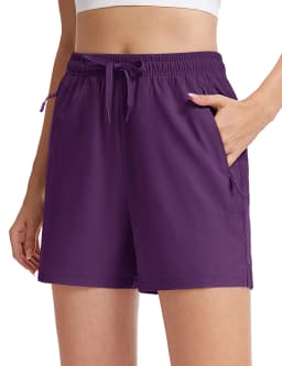 TACVASEN Women's 5'' Hiking Shorts Quick Dry Golf Lightweight UPF50+ Athletic Shorts Summer Water Resistant Zipper Pockets