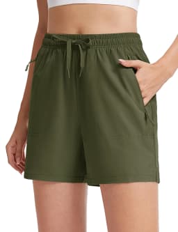 TACVASEN Women's 5'' Hiking Shorts Quick Dry Golf Lightweight UPF50+ Athletic Shorts Summer Water Resistant Zipper Pockets