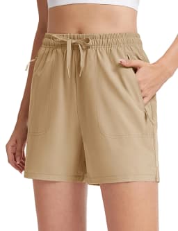 TACVASEN Women's 5'' Hiking Shorts Quick Dry Golf Lightweight UPF50+ Athletic Shorts Summer Water Resistant Zipper Pockets