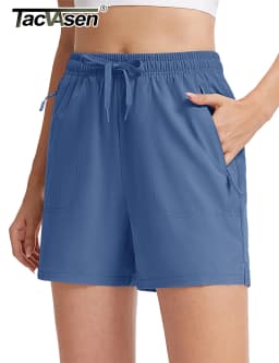 TACVASEN Women's 5'' Hiking Shorts Quick Dry Golf Lightweight UPF50+ Athletic Shorts Summer Water Resistant Zipper Pockets