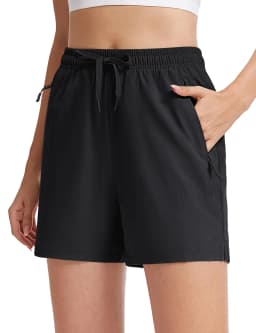 TACVASEN Women's 5'' Hiking Shorts Quick Dry Golf Lightweight UPF50+ Athletic Shorts Summer Water Resistant Zipper Pockets