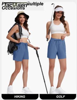 TACVASEN Women's 5'' Hiking Shorts Quick Dry Golf Lightweight UPF50+ Athletic Shorts Summer Water Resistant Zipper Pockets