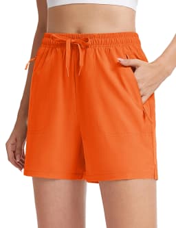 TACVASEN Women's 5'' Hiking Shorts Quick Dry Golf Lightweight UPF50+ Athletic Shorts Summer Water Resistant Zipper Pockets