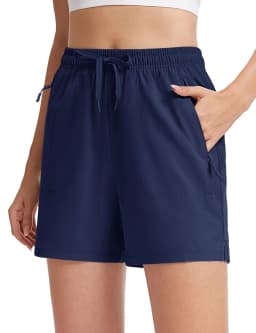 TACVASEN Women's 5'' Hiking Shorts Quick Dry Golf Lightweight UPF50+ Athletic Shorts Summer Water Resistant Zipper Pockets