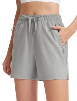 TACVASEN Women's 5'' Hiking Shorts Quick Dry Golf Lightweight UPF50+ Athletic Shorts Summer Water Resistant Zipper Pockets
