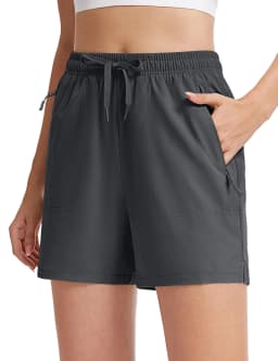 TACVASEN Women's 5'' Hiking Shorts Quick Dry Golf Lightweight UPF50+ Athletic Shorts Summer Water Resistant Zipper Pockets