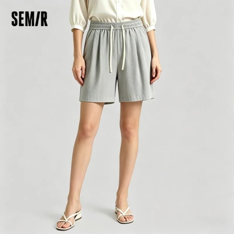 Semir Womens Shorts 2026 Pleated Texture Draped Elastic Waist A Line Loose Casual Style