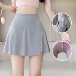 Big Size High Waist Skirt Women Stretchy Slim Shorts Prevent Light Leakage Workout Cycling Quick Dry Pleated Skirt Summer