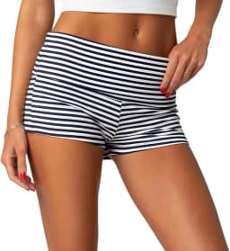 Kawaii Striped Print Shorts Casual Elastic Low Waist Boyshort Underwear Fairycore Cottage Y2K Retro Comfy Lounge Bottom