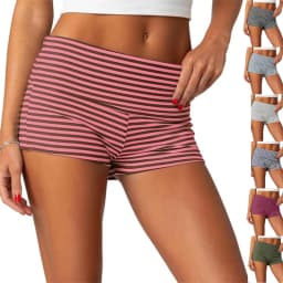 Kawaii Striped Print Shorts Casual Elastic Low Waist Boyshort Underwear Fairycore Cottage Y2K Retro Comfy Lounge Bottom