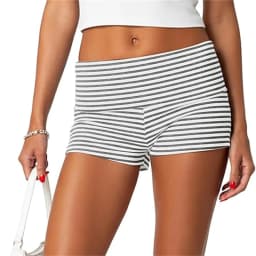 Kawaii Striped Print Shorts Casual Elastic Low Waist Boyshort Underwear Fairycore Cottage Y2K Retro Comfy Lounge Bottom