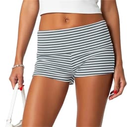 Kawaii Striped Print Shorts Casual Elastic Low Waist Boyshort Underwear Fairycore Cottage Y2K Retro Comfy Lounge Bottom