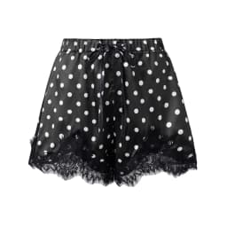 Combhasaki Women's Summer Satin Silk Mini Skorts Y2k Vintage Dot Print Eyelash Floral Lace Hem Patchwork Wide Leg Silky Shorts