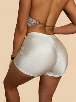 Satin Shiny Elastic Casual Shorts Women High Waist Yoga Shaping Hot Pants Nightclub Stage Dance Shorts Lift Butt Woman Clothing