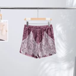 Green Velvet Lace Trim Shorts Women's Casual High-waist Straight Short Pants 2026 New Ladies Summer Vacation Beach Outfit