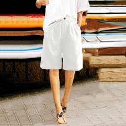 2024 Summer Women's Middle Pants Cotton and Hemp Shorts Five Quarter Pants Loose High Waist Button Shorts for Female
