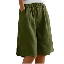 2024 Summer Women's Middle Pants Cotton and Hemp Shorts Five Quarter Pants Loose High Waist Button Shorts for Female