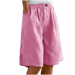 2024 Summer Women's Middle Pants Cotton and Hemp Shorts Five Quarter Pants Loose High Waist Button Shorts for Female