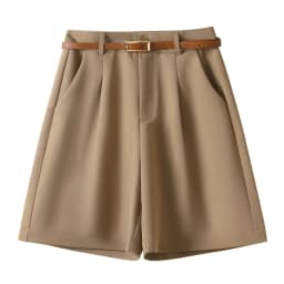 Shorts Women Suit Shorts with Belt Women's Spring and Summer High Waist Loose Casual Straight-Leg A- Line Ropa Mujer C70