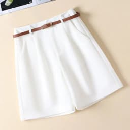 Shorts Women Suit Shorts with Belt Women's Spring and Summer High Waist Loose Casual Straight-Leg A- Line Ropa Mujer C70
