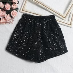 Women's Sexy Sequined Shorts High-waisted Wide-leg Pants Elastic-waisted Casual Hot Pants