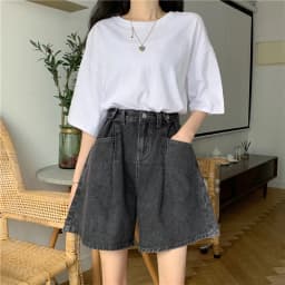 Women High Waist Denim Shorts 2026 Summer Wide Leg Straight Short Pants Vintage Streetwear Thin Female Casual Loose Jeans Shorts