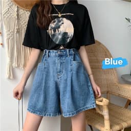 Women High Waist Denim Shorts 2026 Summer Wide Leg Straight Short Pants Vintage Streetwear Thin Female Casual Loose Jeans Shorts