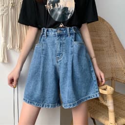 Women High Waist Denim Shorts 2026 Summer Wide Leg Straight Short Pants Vintage Streetwear Thin Female Casual Loose Jeans Shorts