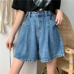 Women High Waist Denim Shorts 2026 Summer Wide Leg Straight Short Pants Vintage Streetwear Thin Female Casual Loose Jeans Shorts
