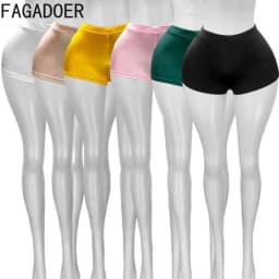 FAGADOER Y2k Sexy Bodycon Shorts for Woman Solid Color High Waist Elasticity Shorts Female Streetwear Bottoms 2025 Summer New
