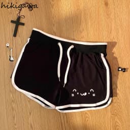 Women Clothing Japanese Shorts Bandage Casual Fashion Summer Y2k Pants Bear Anime Print Booty Shorts Pantalones Cortos De Mujer