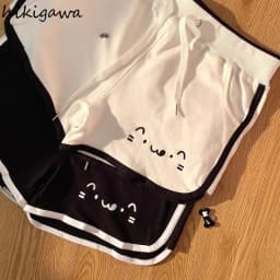 Women Clothing Japanese Shorts Bandage Casual Fashion Summer Y2k Pants Bear Anime Print Booty Shorts Pantalones Cortos De Mujer