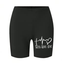 Trend Women Sports Shorts Simple White Line Letter Graphic Print Tight Shorts High Elastic Comfortable Soft Thin Female Clothes
