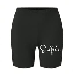 Trend Women Sports Shorts Simple White Line Letter Graphic Print Tight Shorts High Elastic Comfortable Soft Thin Female Clothes
