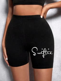 Trend Women Sports Shorts Simple White Line Letter Graphic Print Tight Shorts High Elastic Comfortable Soft Thin Female Clothes