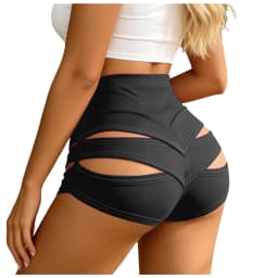 Summer Cut Out Yoga Shorts Women High Waisted Butt Lifting Scrunch Booty Shorts Pole Dance Pants For Gym Fitness Running