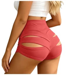 Summer Cut Out Yoga Shorts Women High Waisted Butt Lifting Scrunch Booty Shorts Pole Dance Pants For Gym Fitness Running