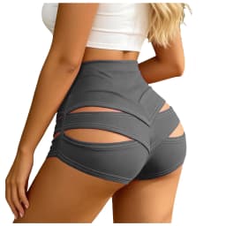 Summer Cut Out Yoga Shorts Women High Waisted Butt Lifting Scrunch Booty Shorts Pole Dance Pants For Gym Fitness Running