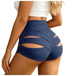 Summer Cut Out Yoga Shorts Women High Waisted Butt Lifting Scrunch Booty Shorts Pole Dance Pants For Gym Fitness Running