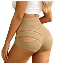 Summer Cut Out Yoga Shorts Women High Waisted Butt Lifting Scrunch Booty Shorts Pole Dance Pants For Gym Fitness Running